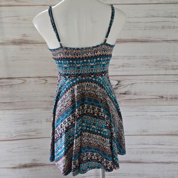 Forever 21 Boho Print Spaghetti Strap Mini Sundress sz Small - Picture 4 of 6